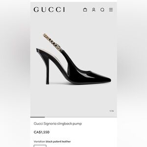 Gucci Black Patent Leather Slingback Heels